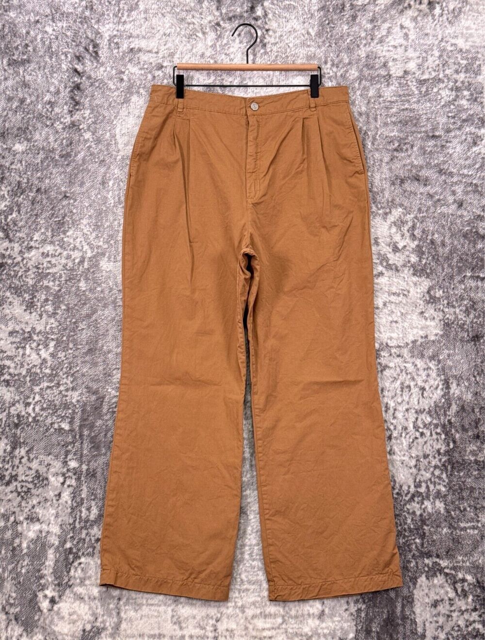 FRAME Pants 32 Womens Wide Leg Cotton Chinos Camel Brown High Rise